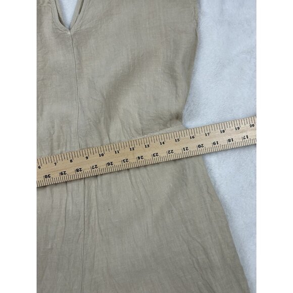 Cloth & Stone Jumpsuit Women S Beige  V Neck Sleeveless Wide Leg Crop 100 Linen - Picture 7 of 15